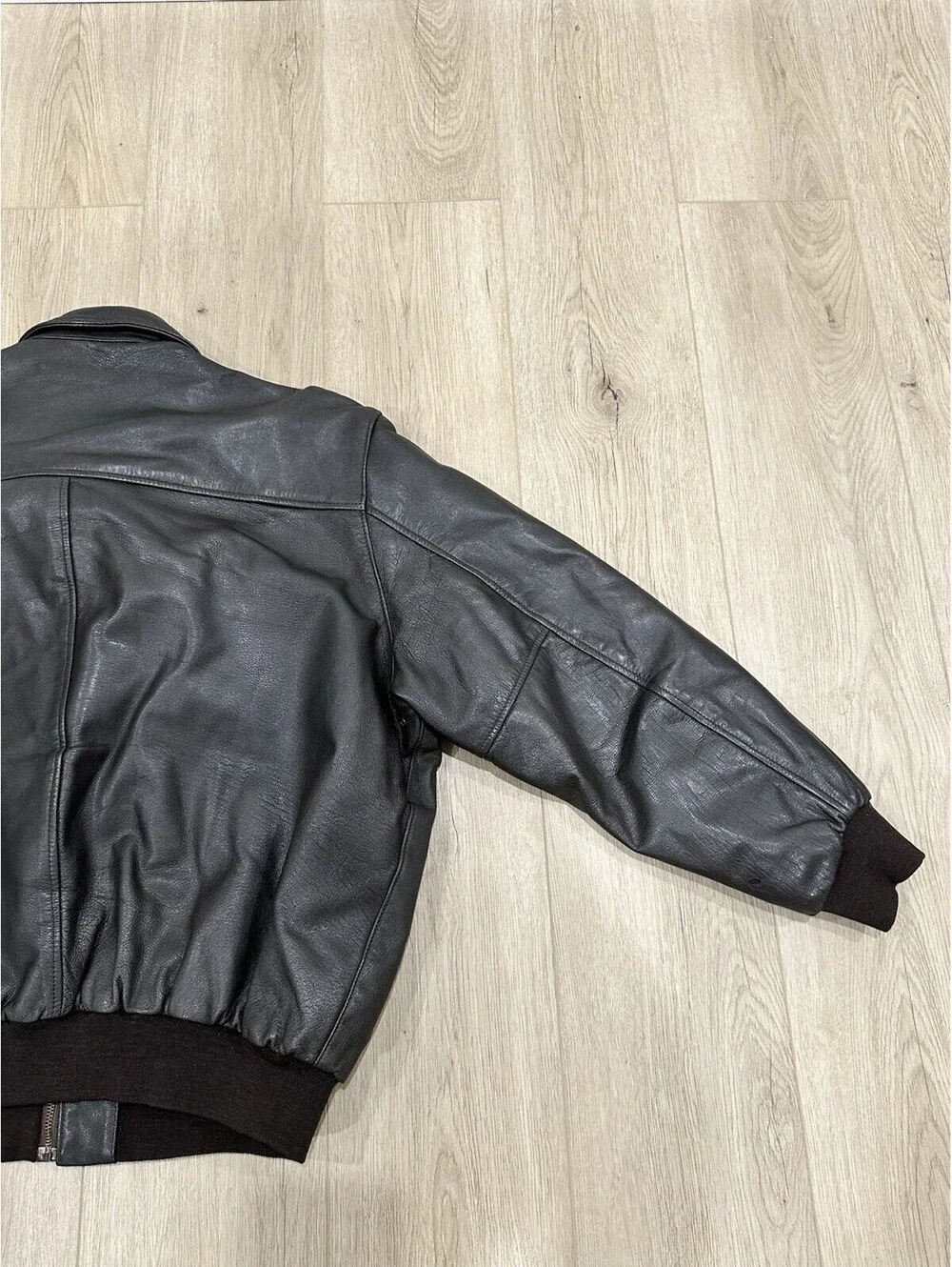 Vintage LL Bean Leather Bomber Jacket Mens XL Brown Flight Coat